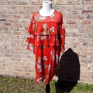 Who what wear Floral print tiered Peasant dress